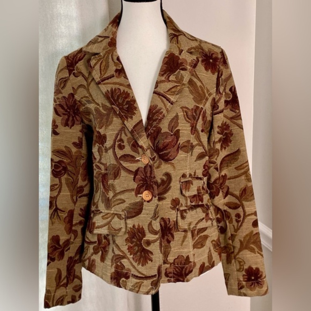 Havana Jack’s Cafe Tapestry Blazer 8 Rust Brown Vintage